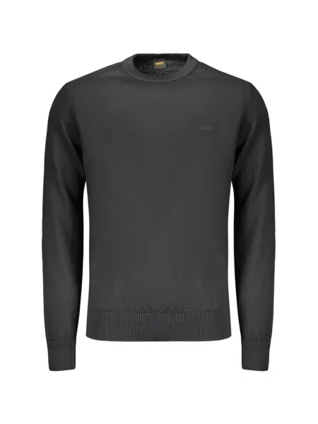 Pulover Boss cu broderie cu decolteu rotund gri