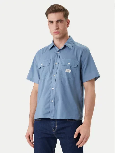 Guess Jeans košulja za muškarce od pamuka plava