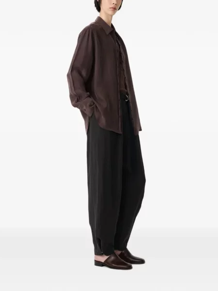 Cămașă Studio Nicholson din țesătură twill maro