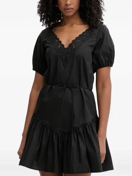 Rochie mini Twinset cu volane din dantelă negru
