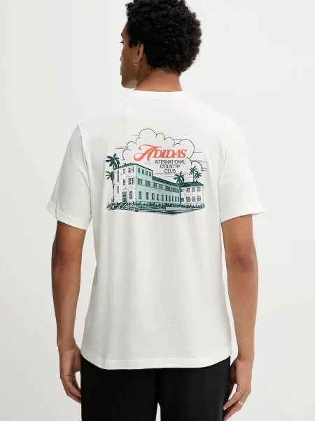 Тениска adidas Country Club Scenic Graphic Tee с десен бежово