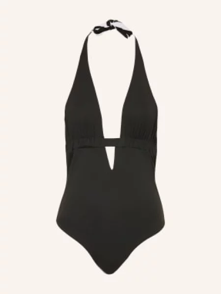 Max Mara Beachwear Strój Kąpielowy Z Wiązaniem Na Szyi Bchchenzia Z Wycięciem schwarz czarny
