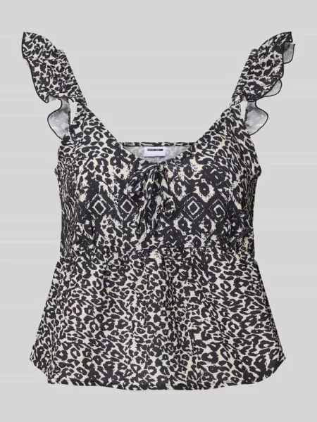 Bluzka z kwadratowym dekoltem model ‘AIDA’ Noisy May czarna