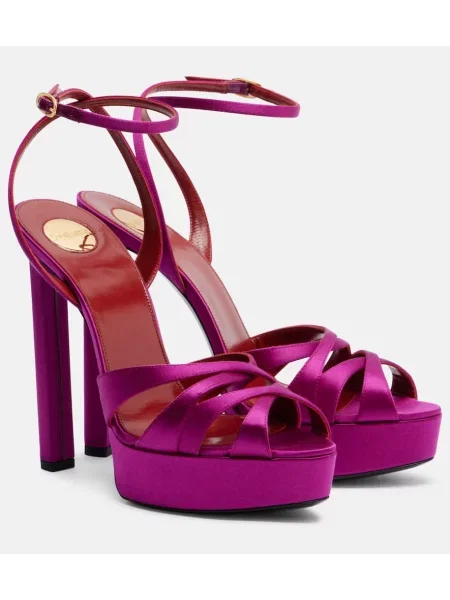 Sandale Saint Laurent din satin violet