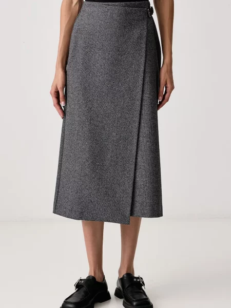 Weekend Max Mara fustă cu amestec de lână WKDPETALI gri