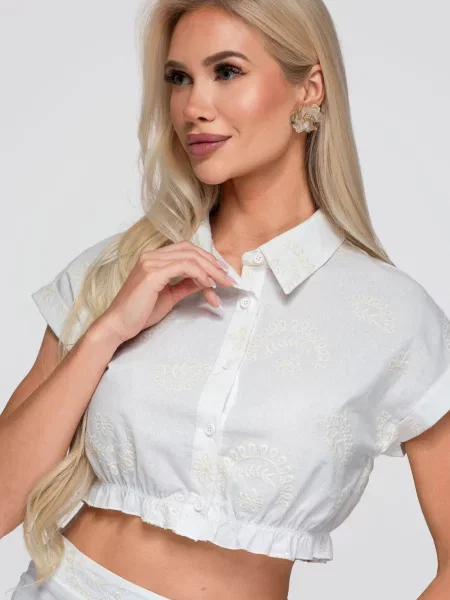 Bluză Ombre cu broderie alb
