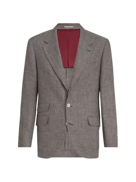 Блейзър Brunello Cucinelli с пепитена шарка кафяво