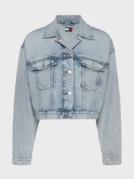 Укороченная джинсовая куртка Tommy Jeans голубая