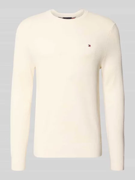 Sweter z dzianiny o kroju regular fit z czystej bawełny Tommy Hilfiger biały