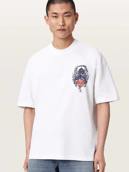 AllSaints tricou pentru bărbați din SCIMITAR alb