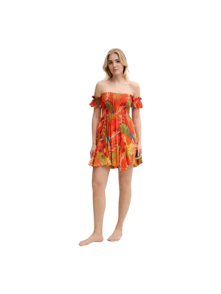 Desigual sukienka plażowa BAHAMAS DRESS pomarańczowy