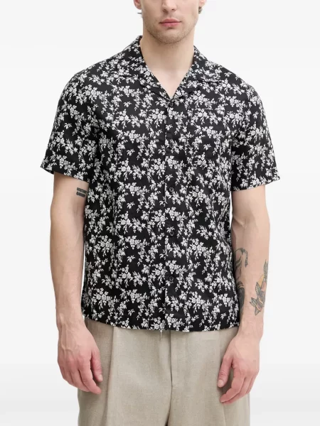 Cămașă Michael Kors de in cu model floral cu imagine negru