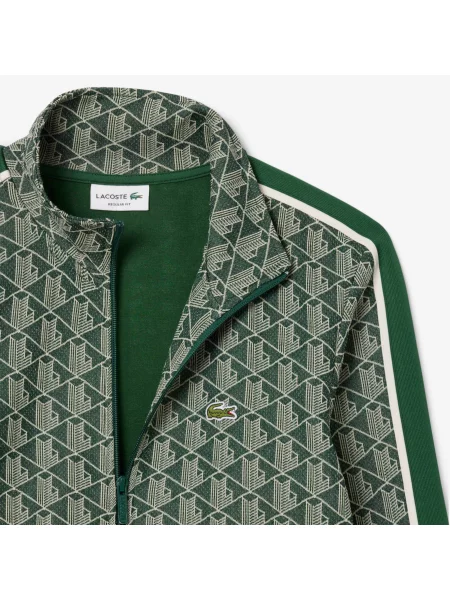 Lacoste Bluza Ze Stójką Z Monogramem Regular Fit zielona