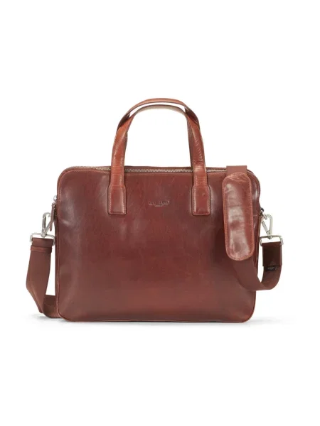 Torba na laptopa Howard London skórzana biznesowa brązowa