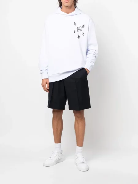 Hanorac cu glugă Philipp Plein cu imagine alb