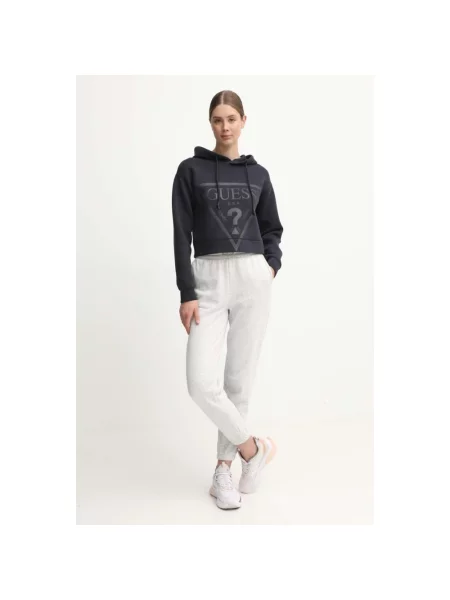 Guess bluza z kapturem z nadrukiem czarny