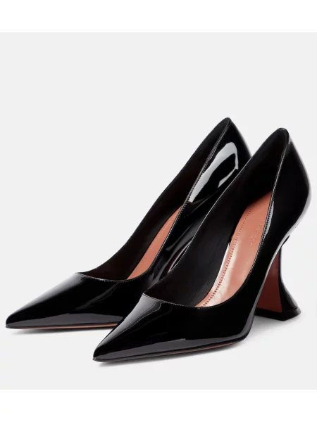 Pantofi cu toc Amina Muaddi din piele de lac negru
