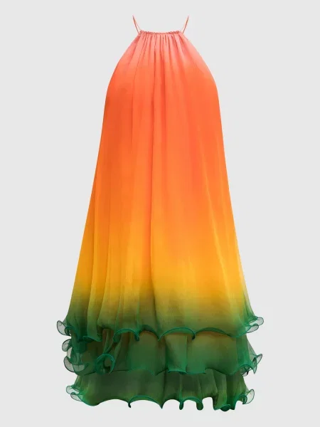 Шелковое платье Casablanca с градиентом оранжевое