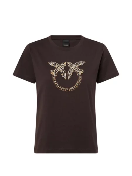 Tricou Pinko cu broderie maro