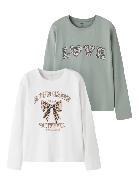 NAME IT Tricou NKFVEEN bej / verde stuf alb