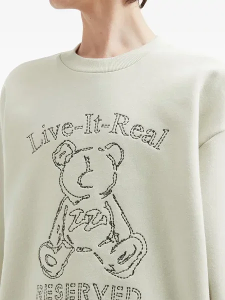 Hanorac crewneck Izzue cu broderie teddy