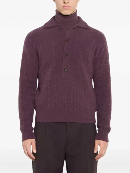 Pulover Paolo Pecora cu model herringbone violet
