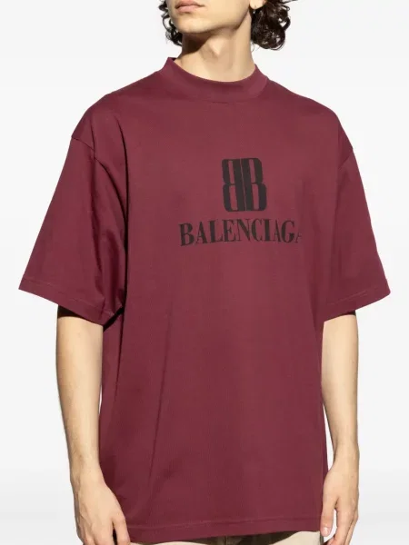 Тениска Balenciaga с принт червено