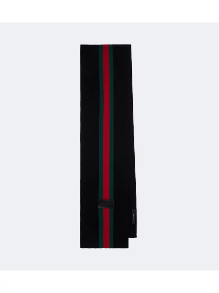 Fular Gucci de lână cu dungi negru