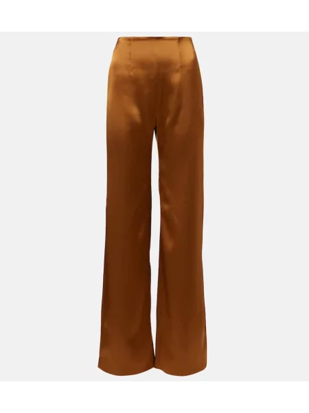 Satynowe szerokie spodnie Galvan brązowe