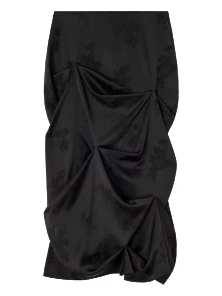 Mały spódnica mini Ganni w kwiatki drapowana czarna
