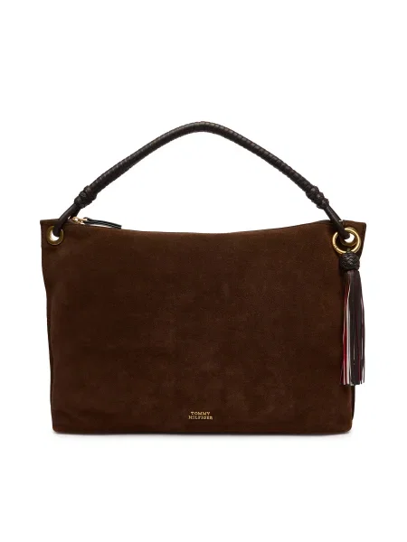 Tommy Hilfiger Geantă Th Statement Leather Bag Suede maro