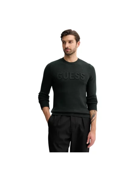Sweter Guess z logo zielony