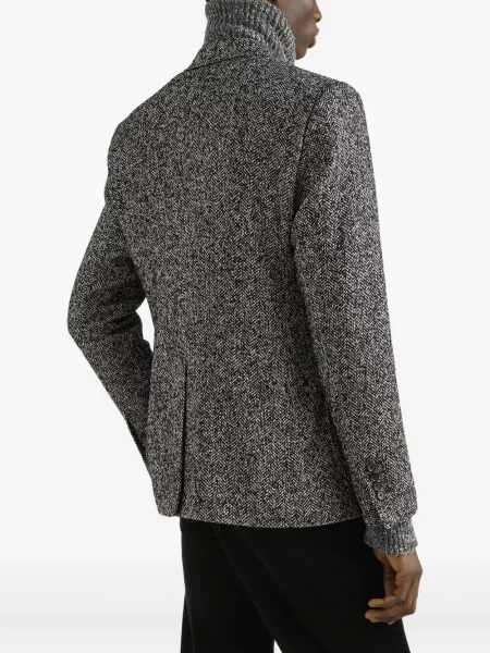 Sacou Dolce & Gabbana cu model herringbone gri