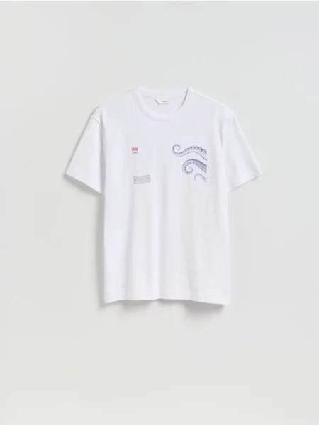 Reserved Tricou comfort fit cu imprimeu alb