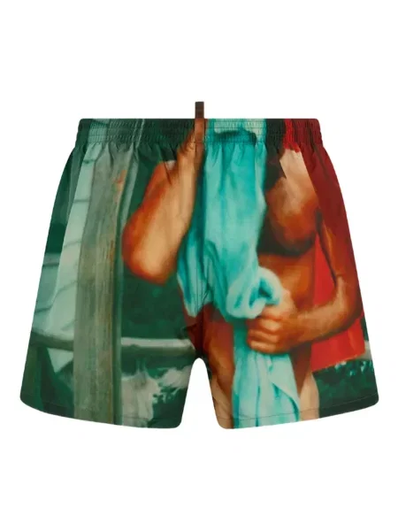 Slip de baie Dsquared2 cu imagine cu imprimeu abstract albastru