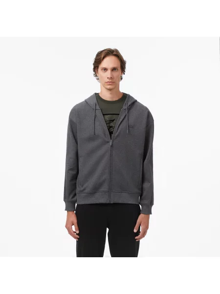 Lacoste Bluza Z Kapturem Relaxed Fit szara