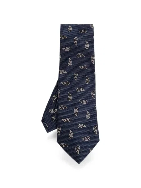 Cravată Etro de mătase cu imagine cu model paisley albastru