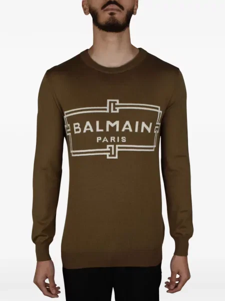 Lung pulover Balmain cu autograf maro