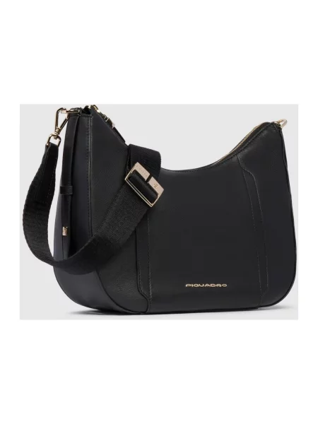 Torebka crossbody Piquadro skórzana czarna