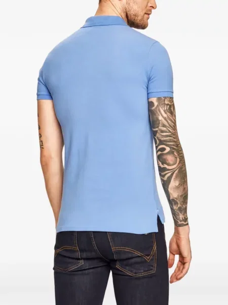 Fular Polo Ralph Lauren din piele de căprioară cu franjuri albastru
