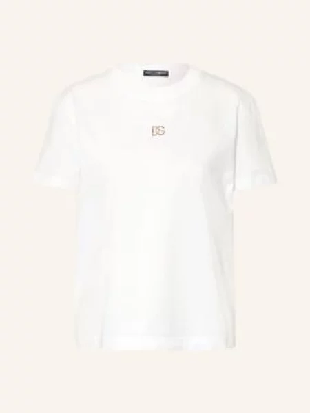 Dolce & Gabbana Koszulka Z Kamieniami Ozdobnymi weiss biała