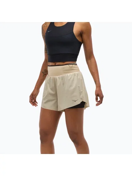 Běžecké šortky HOKA Skyglide oatmeal béžové