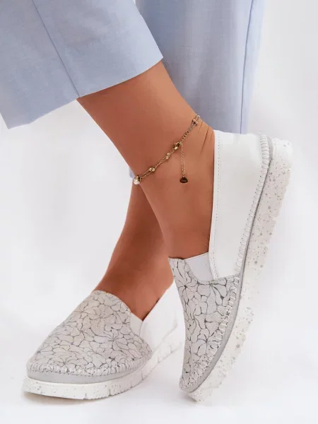 Kožené slip on poltopánky Maciejka biela