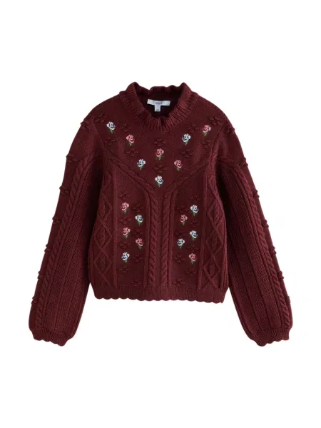 Next Pulover albastru deschis / roz / roșu burgundy alb