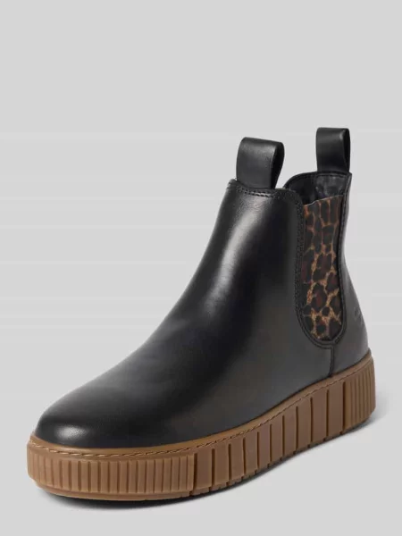 Buty chelsea z naturalnej skóry bydlęcej Tamaris czarne