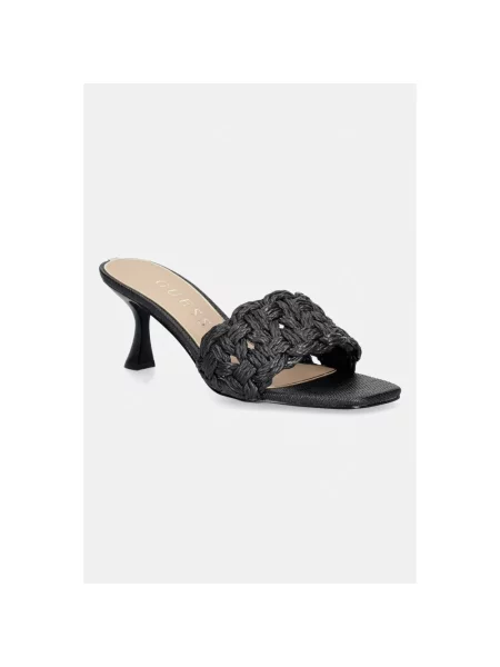 Klapki mules Guess skórzane czarne