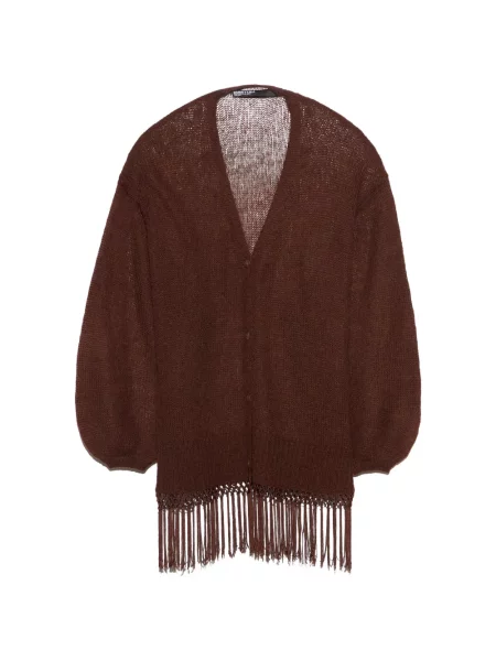 Lung cardigan Bimba Y Lola cu franjuri maro