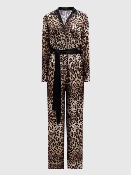 Комбінезон із шовку в анімалістичний принт Dolce&gabbana коричневий