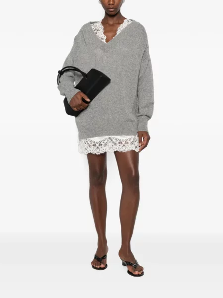 Rochie mini Ermanno Scervino din dantelă gri