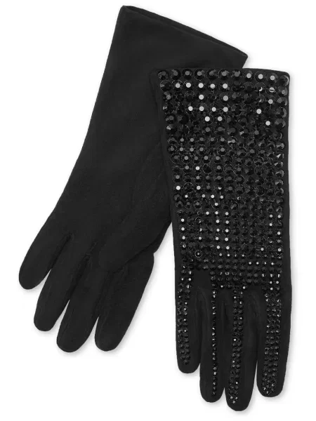 Mănuși Philipp Plein din piele de căprioară de cristal negru